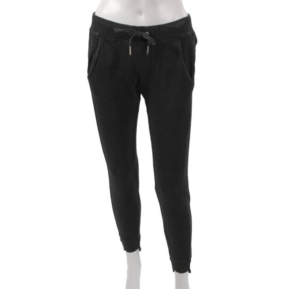 Pam & Gela Women Black Cotton Jogger Pants Drawstring 25in Size PP